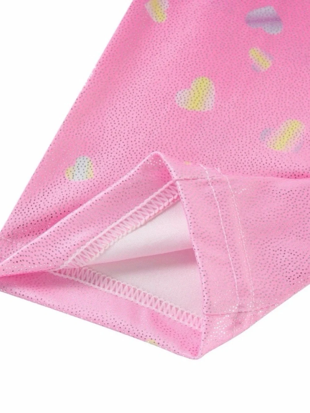 Girls Gymnastics Biketard Leotard Pink Heart Confetti Size 130 (US 7–8)